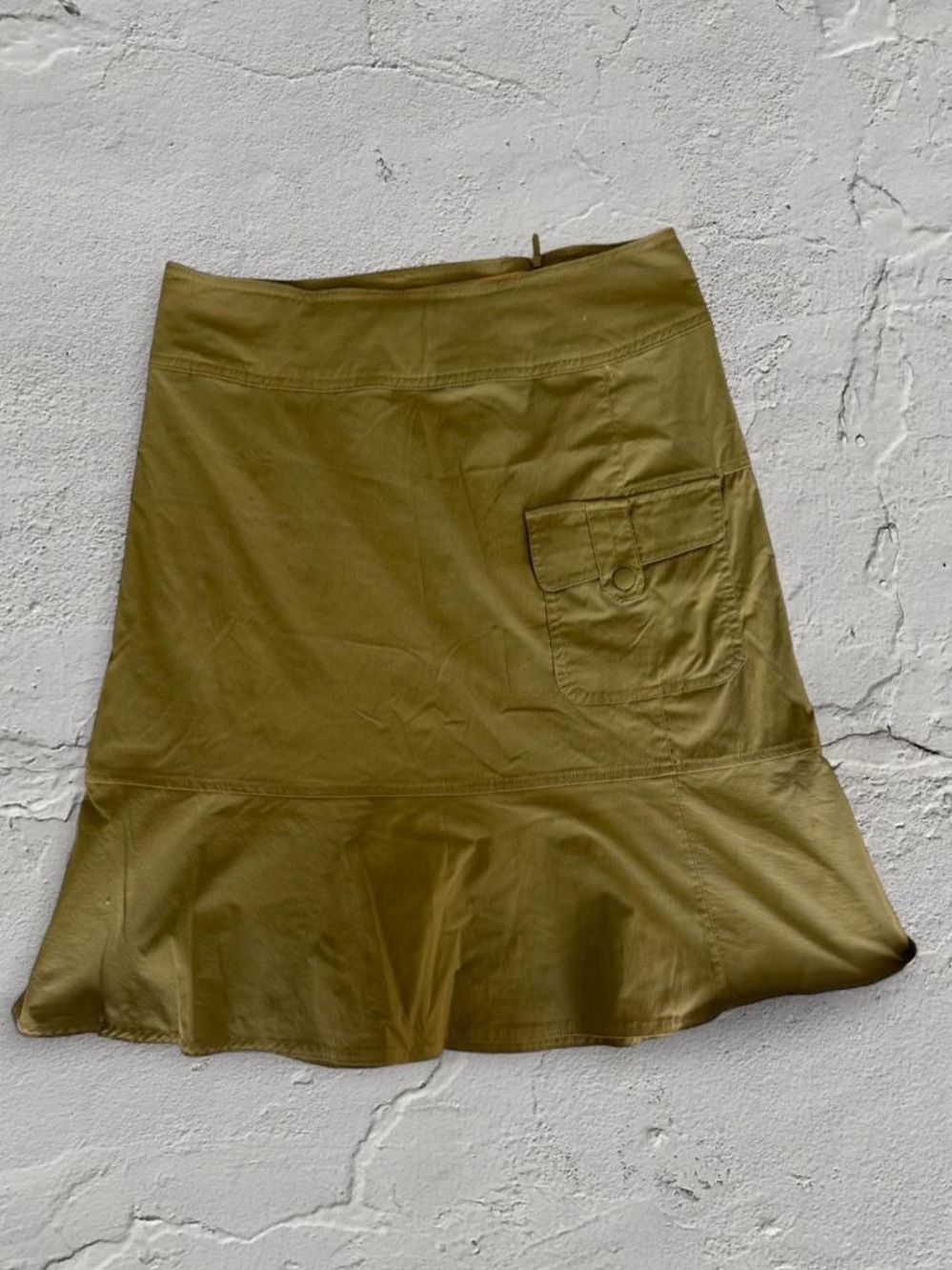 Royal Robbins Olive Flounce Midi Skirt with Pocket